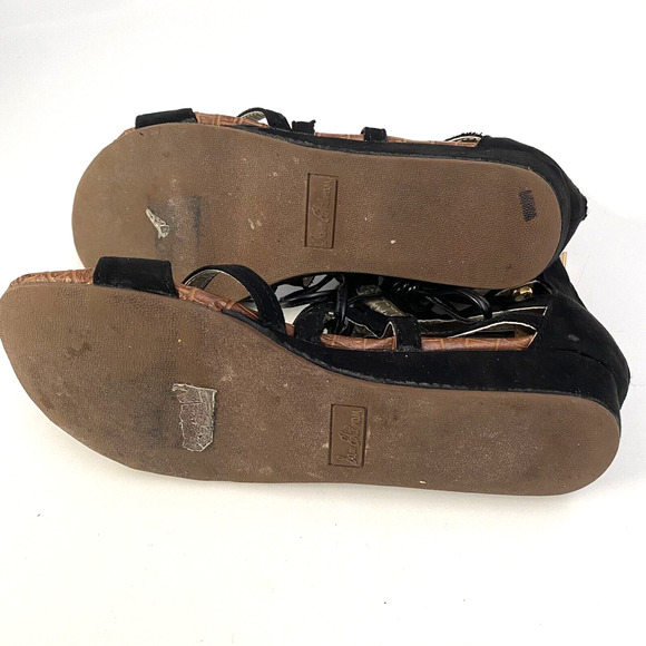 Sam Edelman Danica Sandal Flat Black Faux Suede Strappy Open Toe Lace Up… - Picture 6 of 6